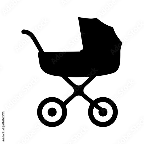 Vector art of classic baby stroller, designed for comfort and safety, ideal for parents to transport their infants and toddlers with ease