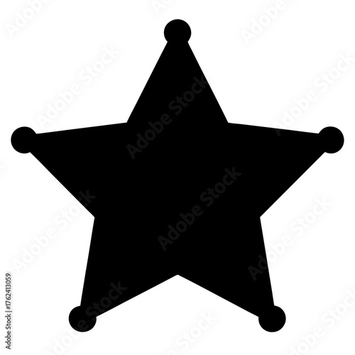 Vector art of a sheriff star, a symbol of law enforcement, is shown in this graphic illustration of the badge of authority