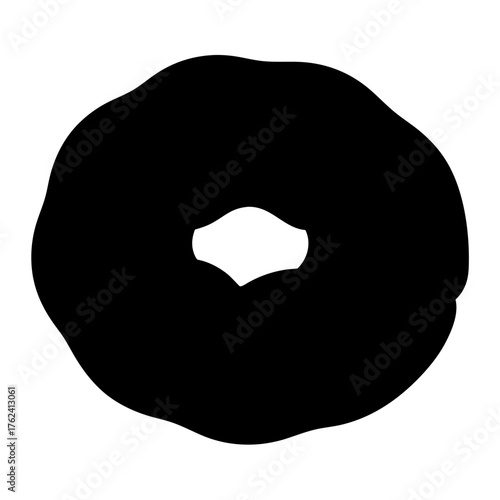Vector art of a simple black donut, its minimalist design emphasizing its iconic shape and the universal appeal of this classic treat