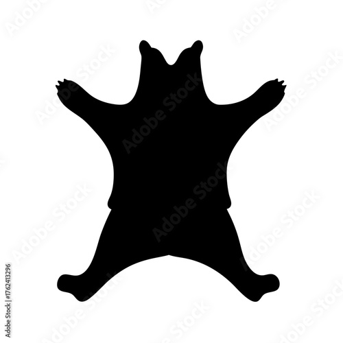 Vector art of silhouette of a bear skin rug, a symbol of hunting or trophy, representing a bears hide used as decoration