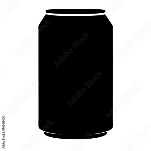 Vector art of a black soda can, representing refreshment, convenience, and the ubiquitous presence of canned beverages in modern society