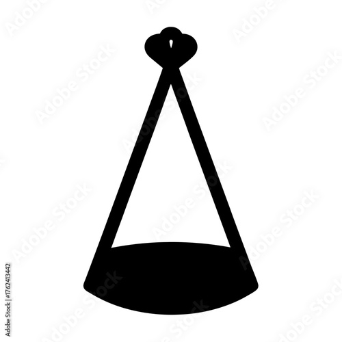 Vector art of a unique and minimalist party hat, featuring a modern design with a hanging element, perfect for stylish celebrations
