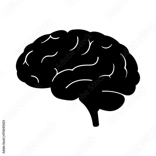 Vector art of human brain illustration, showcasing the organ responsible for thought, memory, and control of bodily functions