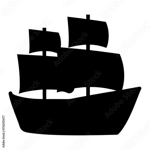 Vector art of silhouette of a majestic sailing ship, evoking a sense of adventure and maritime history with its classic design