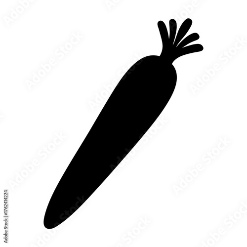 Vector art of silhouette of a carrot, a vibrant and nutritious root vegetable, showcasing its distinct shape and earthy appeal in a minimalist style