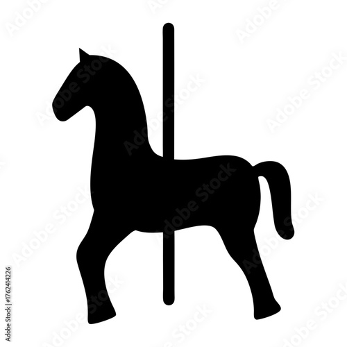 Vector art of silhouette of a carousel horse, representing the magic of childhood, the thrill of amusement parks, and timeless fun