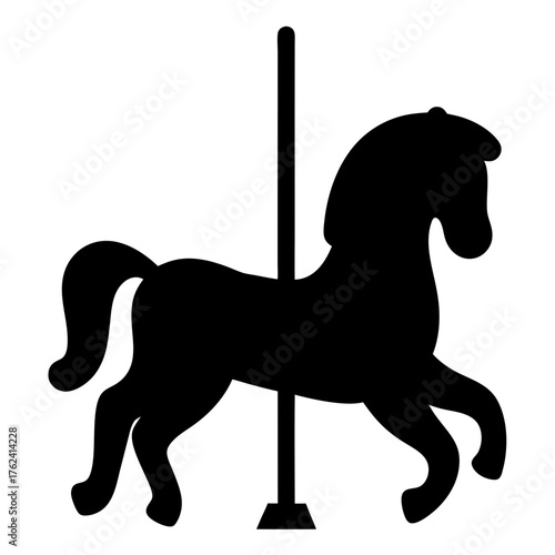 Vector art of silhouette of a carousel horse, a nostalgic symbol of childhood, amusement parks, and the simple pleasures of life