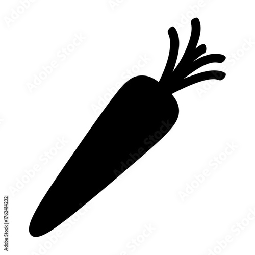 Vector art of a simple carrot silhouette, a popular root vegetable, known for its vibrant color and nutritional benefits, presented in a clean style