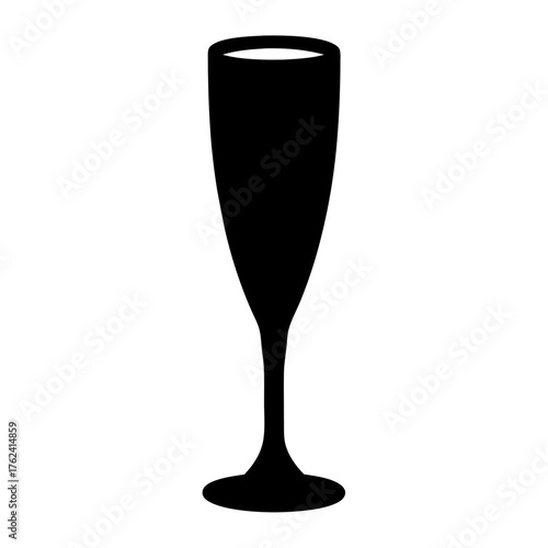 Vector art of elegant champagne flute silhouette, perfect for representing celebrations, toasts, and special occasions with its sleek design