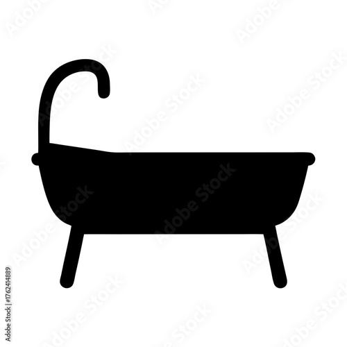 Vector art of bathtub silhouette, representing relaxation, hygiene, and personal care, ideal for bathroom design or wellness concepts