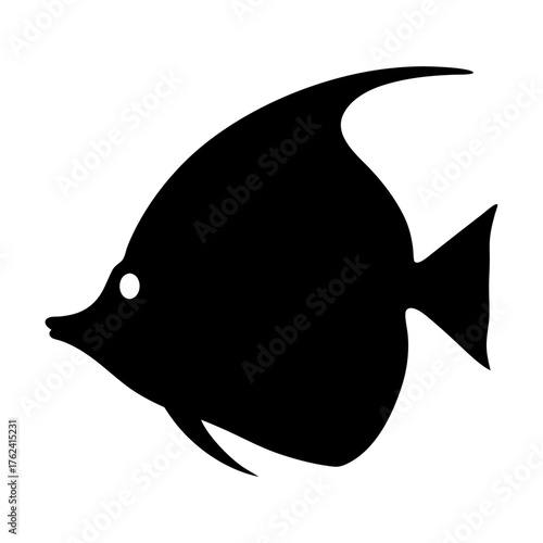 Vector art of silhouette of a fish with a distinctive eye, highlighting its unique features and form against a clear, minimalist backdrop