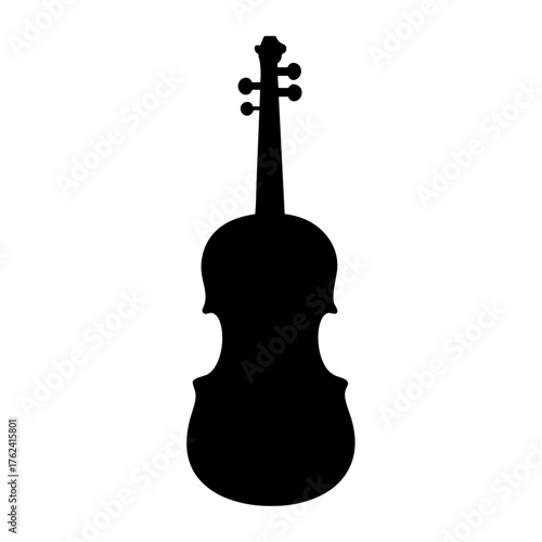 Vector art of silhouette of a violin, a stringed musical instrument commonly used in orchestras, chamber music, and solo performances