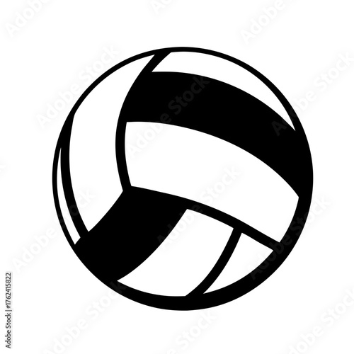 Vector art of a black and white volleyball, showcasing its distinct panels and spherical shape, commonly used in sports and recreation
