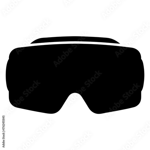 Vector art of a black virtual reality headset, showcasing its sleek design and immersive technology for gaming and digital experiences
