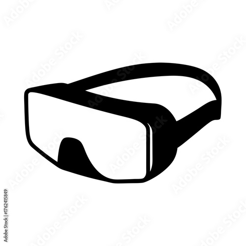 Vector art of a virtual reality headset, blending black and white to represent immersive gaming and digital experiences in a modern tech world