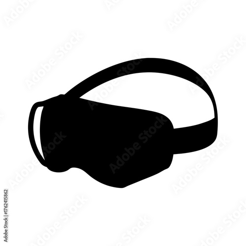 Vector art of silhouette of a virtual reality headset, representing immersive technology and gaming experiences in a minimalist design