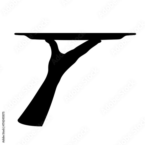 Vector art of silhouette of a waiters hand holding a tray, representing service, hospitality, and the restaurant industry