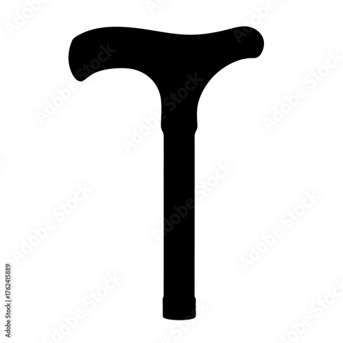 Vector art of silhouette of a walking stick, representing mobility aid, support, and assistance for elderly or disabled individuals for stability