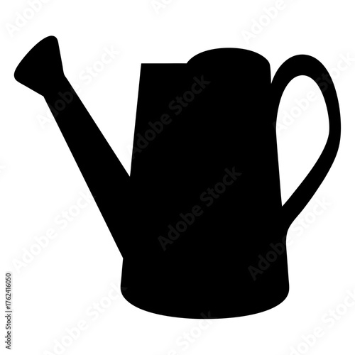 Vector art of watering can silhouette, a simple and functional tool for hydrating plants, featuring a spout and handle for easy use