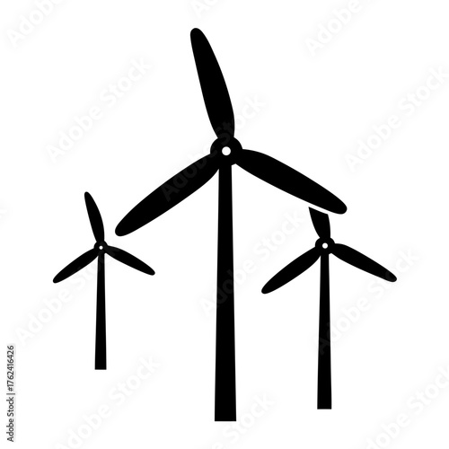 Vector art of wind turbines on, representing sustainable energy and ecofriendly power generation for a cleaner environment and a greener planet