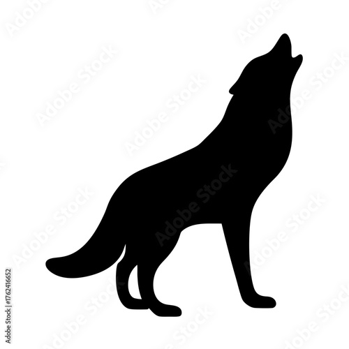 Vector art of silhouette of a howling wolf, embodying the spirit of the wild and the call of nature, symbolizing freedom and independence