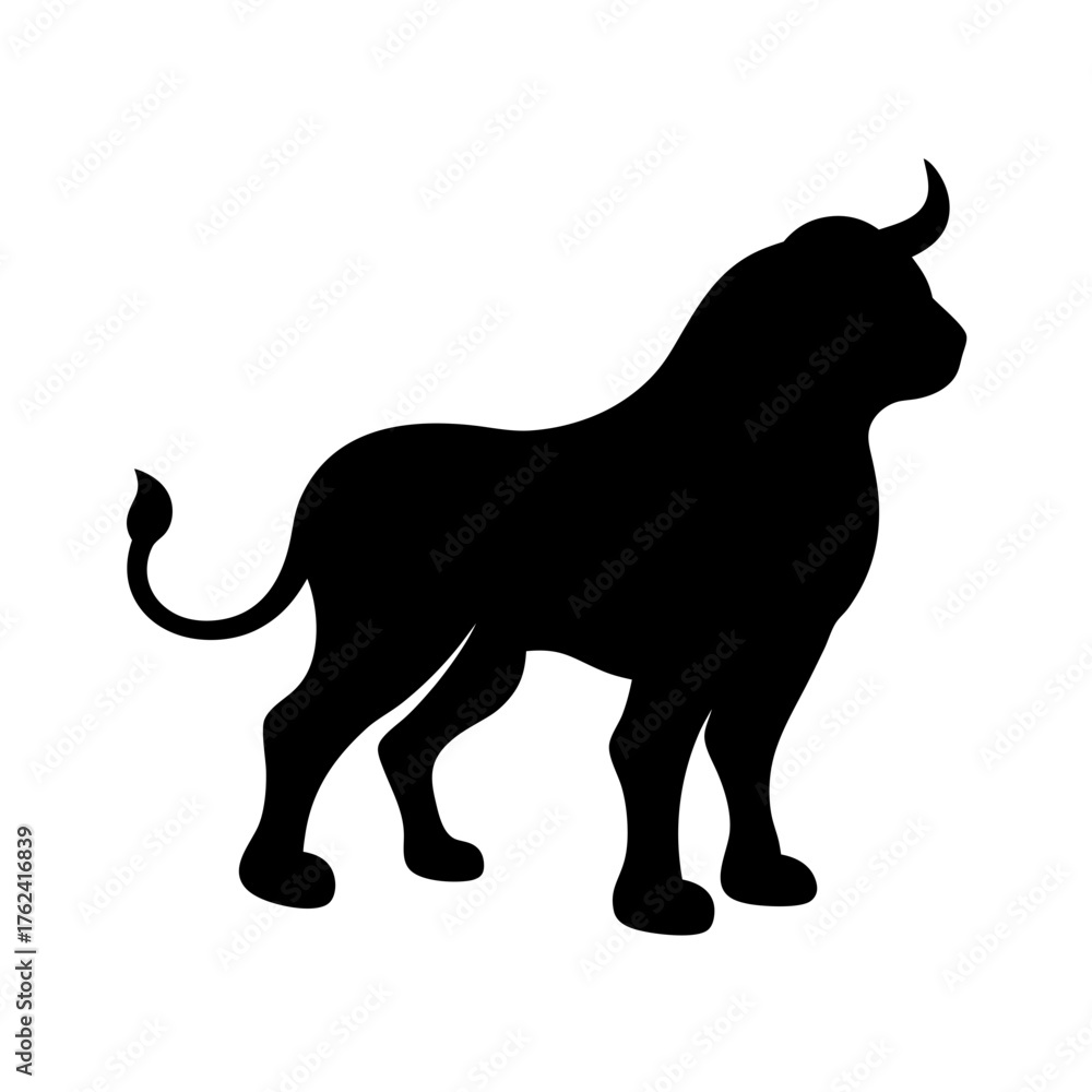 Obraz premium Vector art of silhouette of a bull, showcasing its powerful stance and muscular build in a simple yet striking design