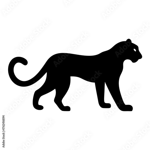 Vector art of silhouette of a panther, capturing its sleek and powerful form in a minimalist and striking design