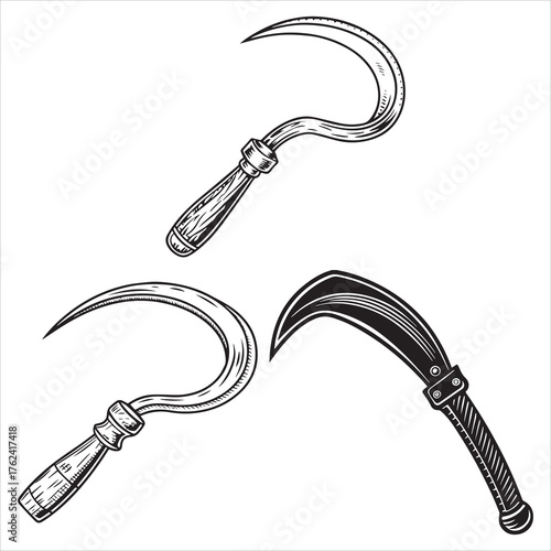 sickle tool line art vector design