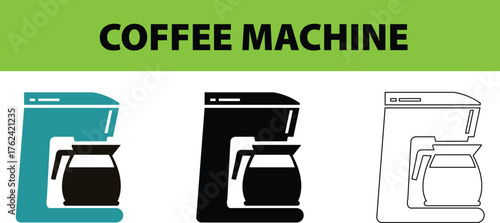 Coffee Machine  Minimal Modern Coffee Maker Vector Illustration, Clean Contemporary Kitchen Appliance Design in Realistic Style