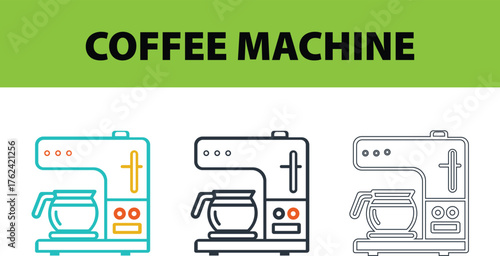 Coffee Machine  Modern Coffee Maker with Digital Control Panel, Realistic Vector Illustration of Premium Kitchen Appliance