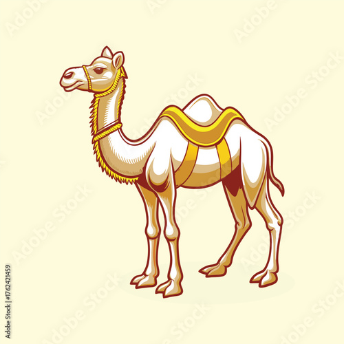 cute arabic white camel cartoon character animal illustration