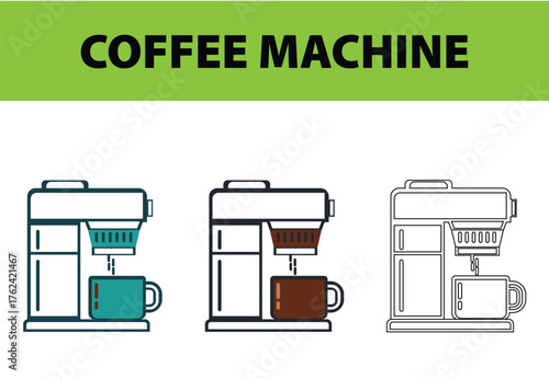 Single-Serve Coffee Maker Vector Illustration – Drip Machine Brewing into a Mug, Modern Kitchen Appliance and Beverage Concept Art