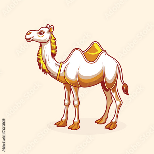 cute arabic white camel cartoon character animal illustration
