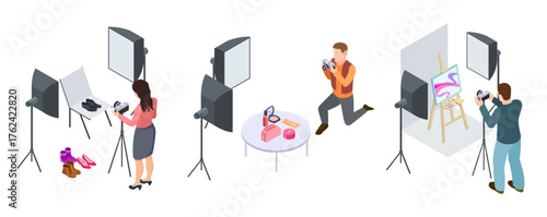 Digital photography vector artwork with man and some relevant instruments. 