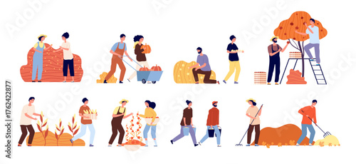 A set of vector illustration of a man and woman who do the social work.