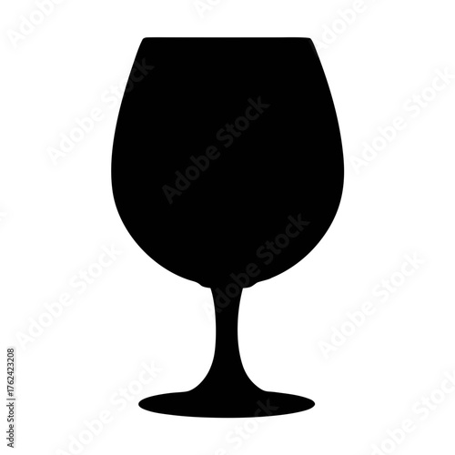Isolated black silhouette of a wine glass for red wine beverage drink illustration design element