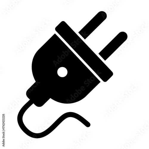 Electrical plug vector illustration for power supply and connection needs in black silhouette design