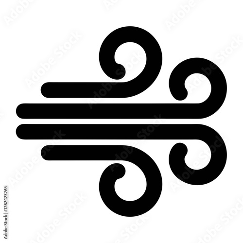 Wind icon vector graphic illustration representing air flow breeze gust weather climate design element