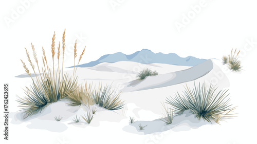 White Sands National Park. White Sands National Park hand drawn watercolor illustration