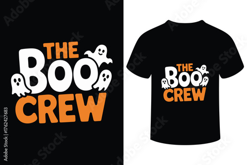 The boo crew halloween t shirt design with cute ghosts