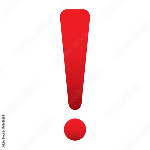 Red exclamation - caution icon design template. Simple red flat warning sign, attention, alert symbol illustration isolated on a white background EPS 10