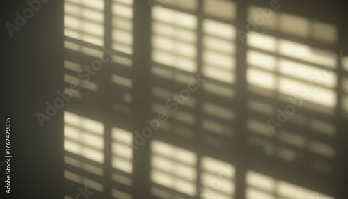 Shadows Cast by Sunlight Filtering Through Wooden Blinds in a Tranquil Indoor Setting
