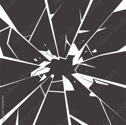 Abstract shattered glass pattern monochrome broken glass graphic