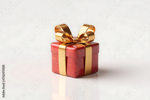Red gift box adorned with a luxurious gold ribbon, symbolizing celebration and a special occasion.