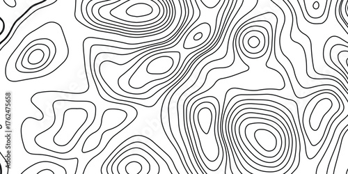 Abstract topographic contours map background. modern design with white background and black wave lines. Topo contour map design.
