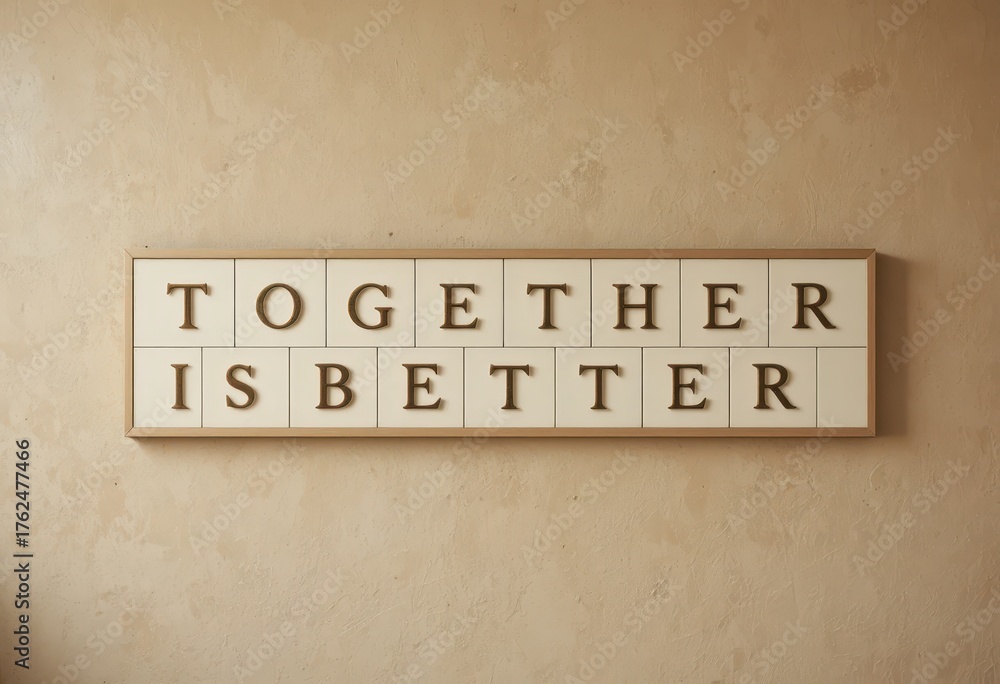 Obraz premium Inspirational Wall Art with Quote Together is Better in Neutral Tones