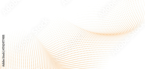 Warm orange dotted wave drifting through blank space, gentle fade, elegant halftone mesh for stylish header banner, contemporary abstract backdrop for branding and presentations