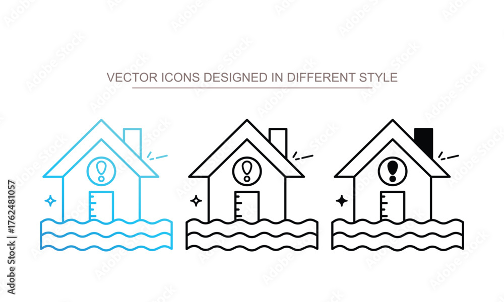 Fototapeta premium Flood Control icon set multiple style collection