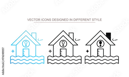 Flood Control icon set multiple style collection