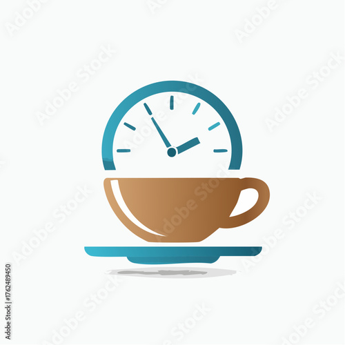 Conceptual representation of coffee time depicting a clock face integrated with a coffee cup